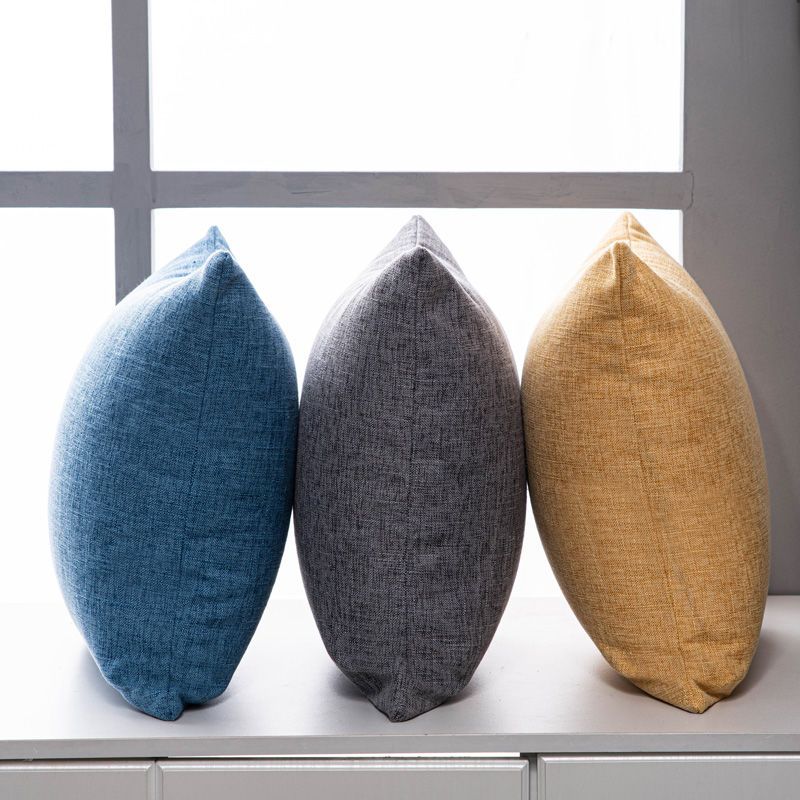 纯色亚麻沙发抱枕靠垫客厅靠枕床头大号靠背抱枕套不含芯棉麻定制