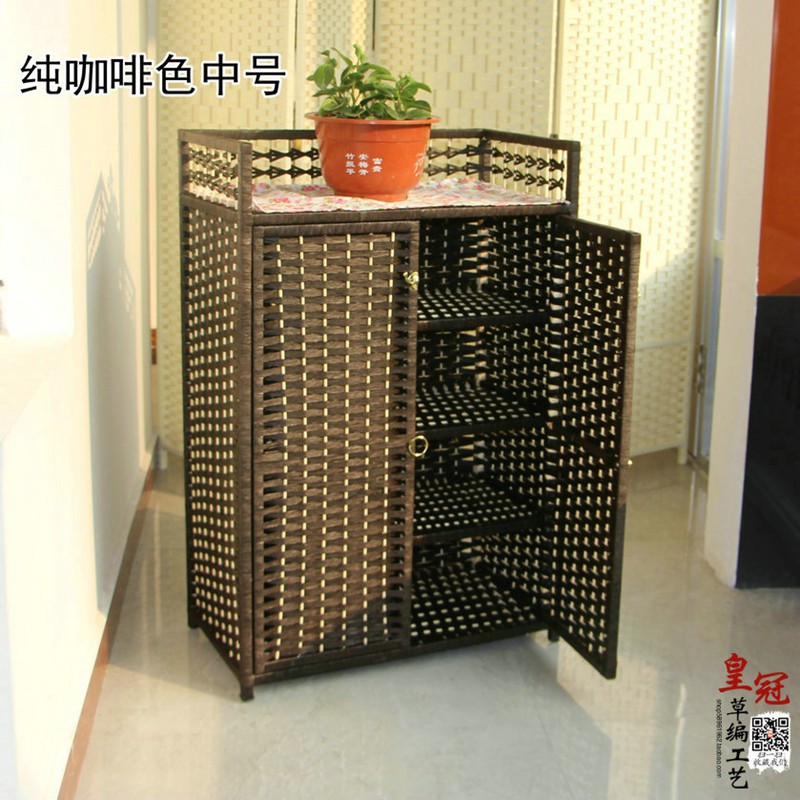 鞋柜简易玄关储物柜藤编鞋柜多层儿童衣柜收纳柜子北欧简衣柜开 三维工匠高清大图