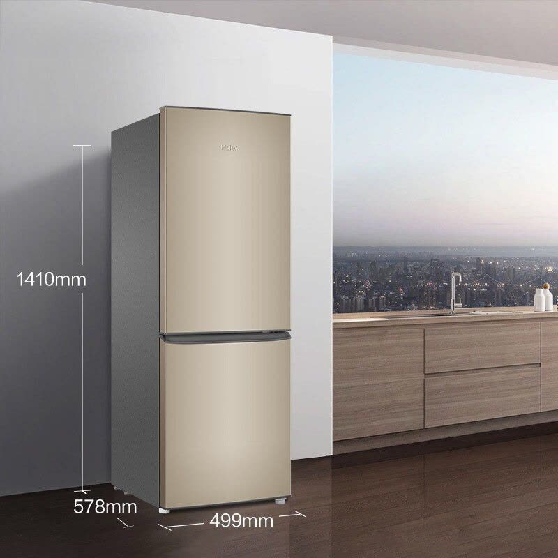 海尔(Haier)178升双门两门家用冰箱 时尚炫金 租房神器 直冷 电冰箱 小冰箱BCD-178TMPT图片