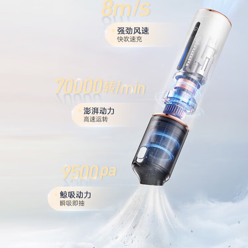 摩飞电器(Morphyrichards)手持吸尘器 升级大吸力长续航便携吸尘器 前吸后吹 MR3937 椰奶白高清大图