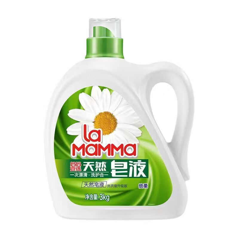 威露士妈妈壹选(la)天然皂液洗衣液3kg家庭装倍柔洁净