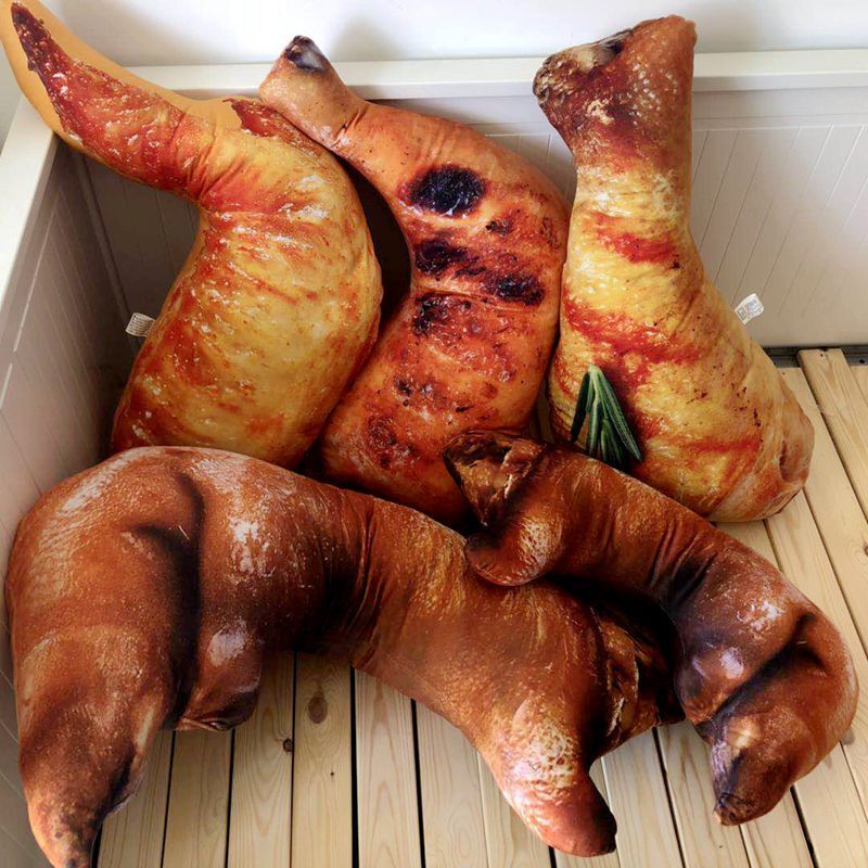 创意仿真鸡鸭腿鸡翅猪蹄猪脚咸猪手抖音食物搞笑抱枕靠垫拍摄道具香肠