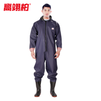 高翊柏 17030335 全身下水裤 75丝蓝色针织袖口款 46码 pvc涉水裤加厚耐磨连体防水背带裤洗车防水裤