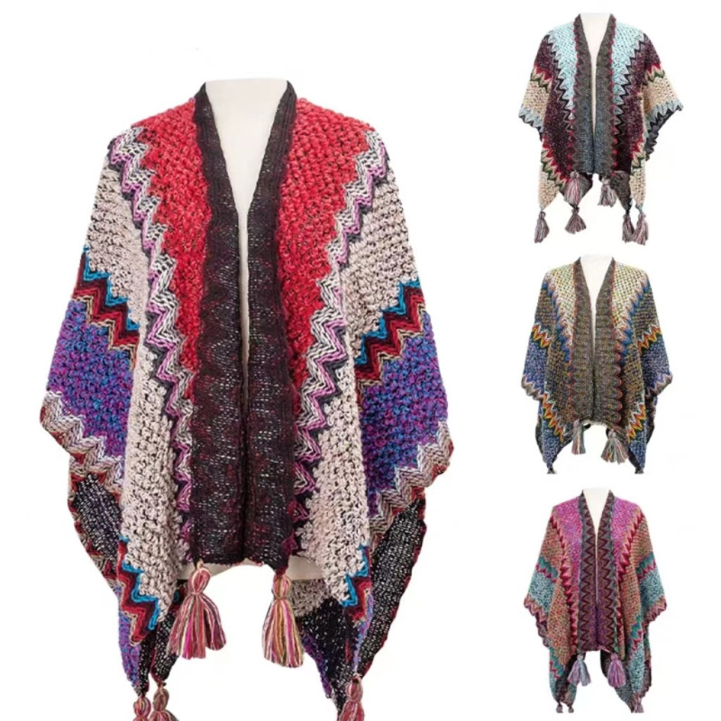 秋冬季波西米亚民族风女披肩云南丽江大理旅游流苏斗篷海边外搭潮