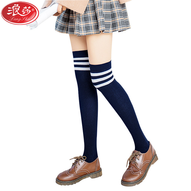 浪莎LangSha长筒袜子女春夏秋季日系学院风可爱学生小腿袜韩版高筒过膝袜1双