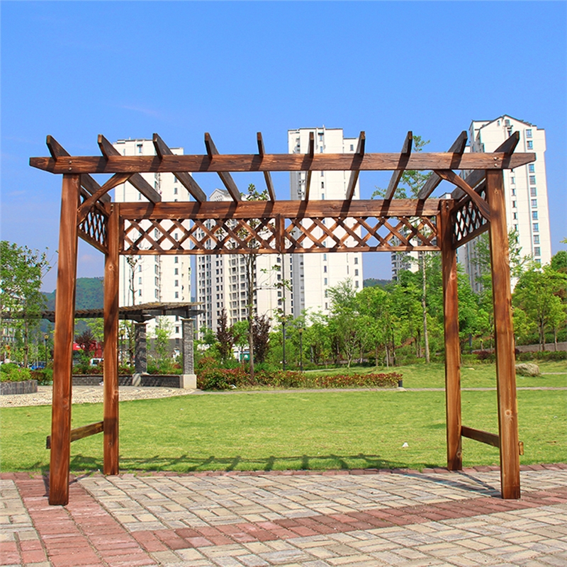 葡萄架庭院凉亭古达户外木爬藤架室外碳化木亭子别墅简易花架