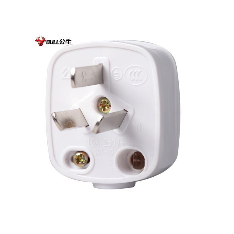 BULL公牛 电工附件 单相三级可拆三脚插头 10A 250V GNT-10 10个装