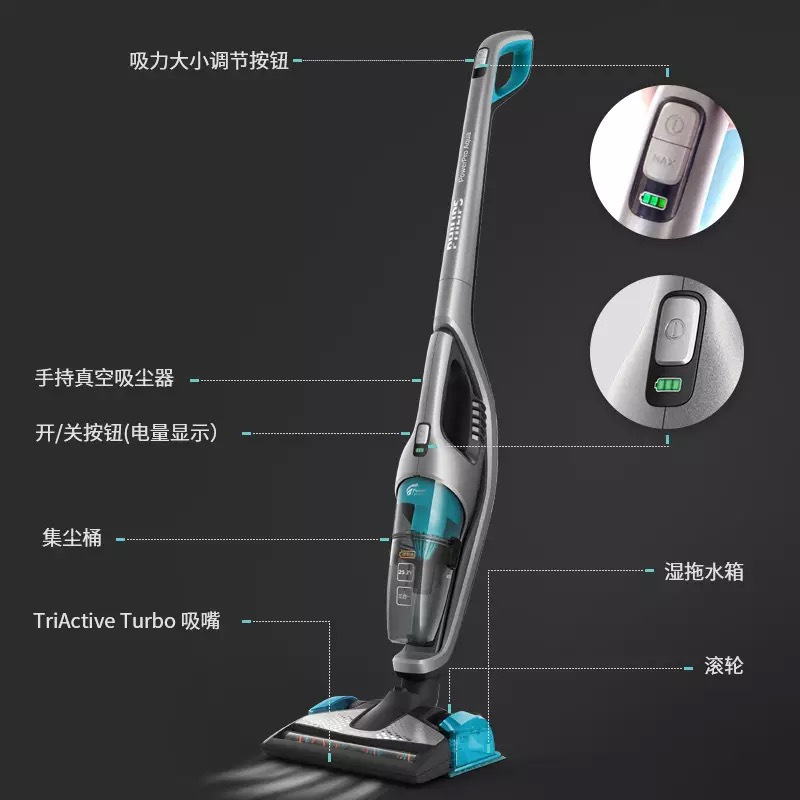 飞利浦立式无绳三合一吸尘器FC6408/81