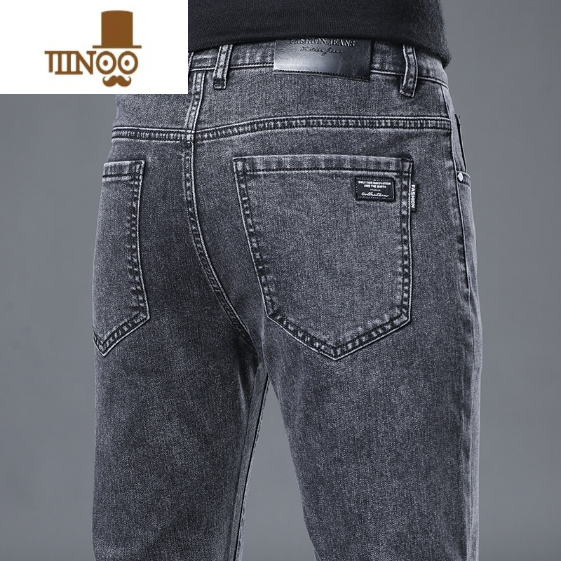 YANXU广州新塘牛仔裤男2023新款男士夏季薄款直筒宽松潮牌黑色裤子高清大图