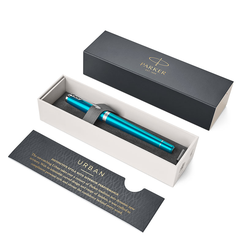 派克PARKER 钢笔 都市孔雀蓝白夹墨水笔 办公用品高清大图