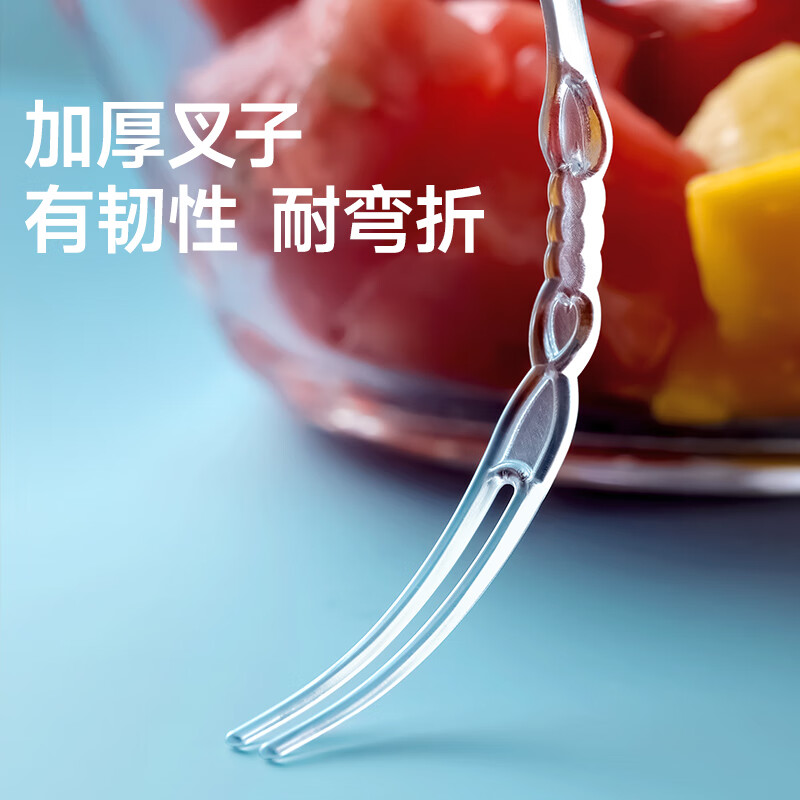 美丽雅 水果叉100支 一次性叉子食品级 儿童甜品蛋糕果盘小签子 95786高清大图