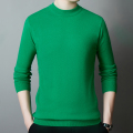 鄂尔多斯高档精纺羊绒衫男长袖新款中年宽松纯色圆领针织体恤衫高档纯山羊绒衫男圆领纯色精纺薄款针织衫毛衣 大空绿 165/84A