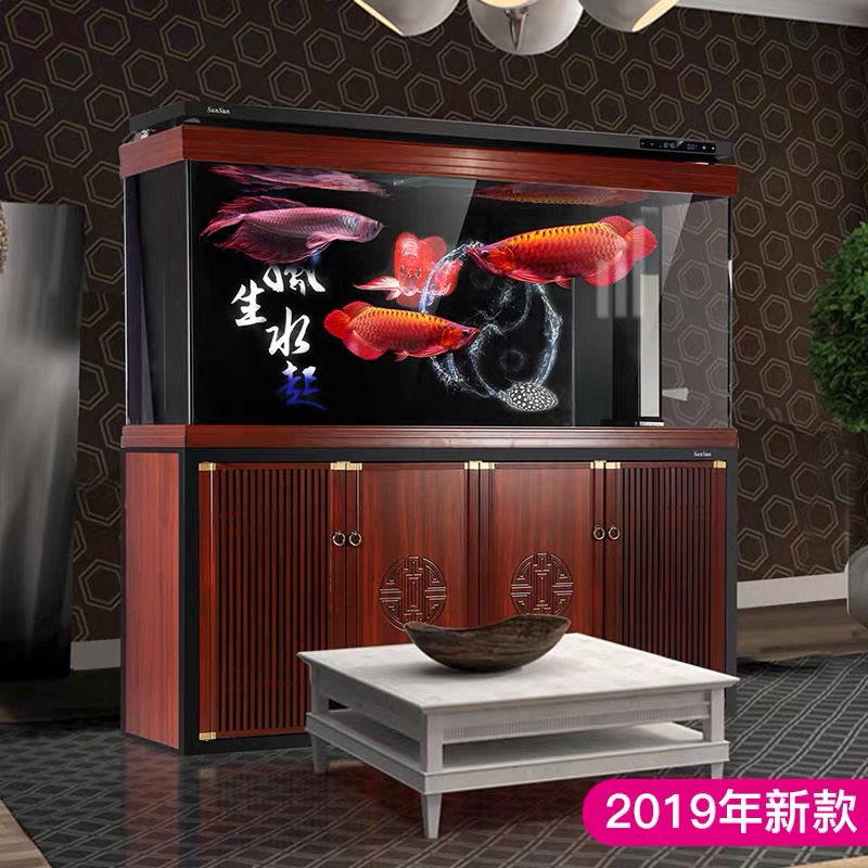 超白玻璃大鱼缸底过滤龙鱼缸生态客厅水族箱免换水金鱼缸高清大图