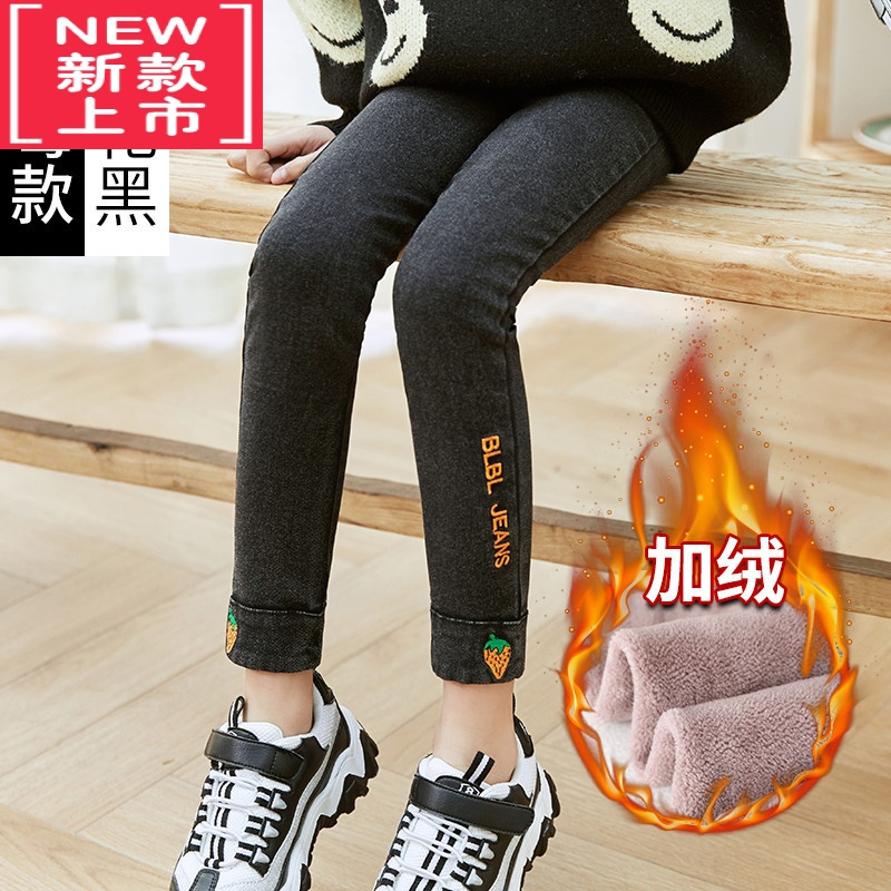 可莉允女童打底裤加绒秋冬款外穿洋气儿童薄绒宝宝一体绒大童保暖长裤子保暖裤