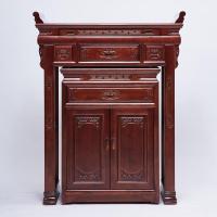佛具用品佛龛供桌条案佛台供台简易中式实木四脚供桌拉柜巧头神台_2_43 深胡桃色88带拉柜