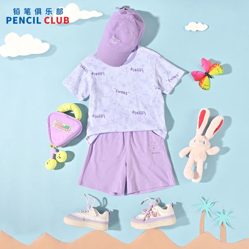 [1件3折]铅笔俱乐部童装2025夏装新款女童裤子儿童五分裤休闲小宝宝短裤图片