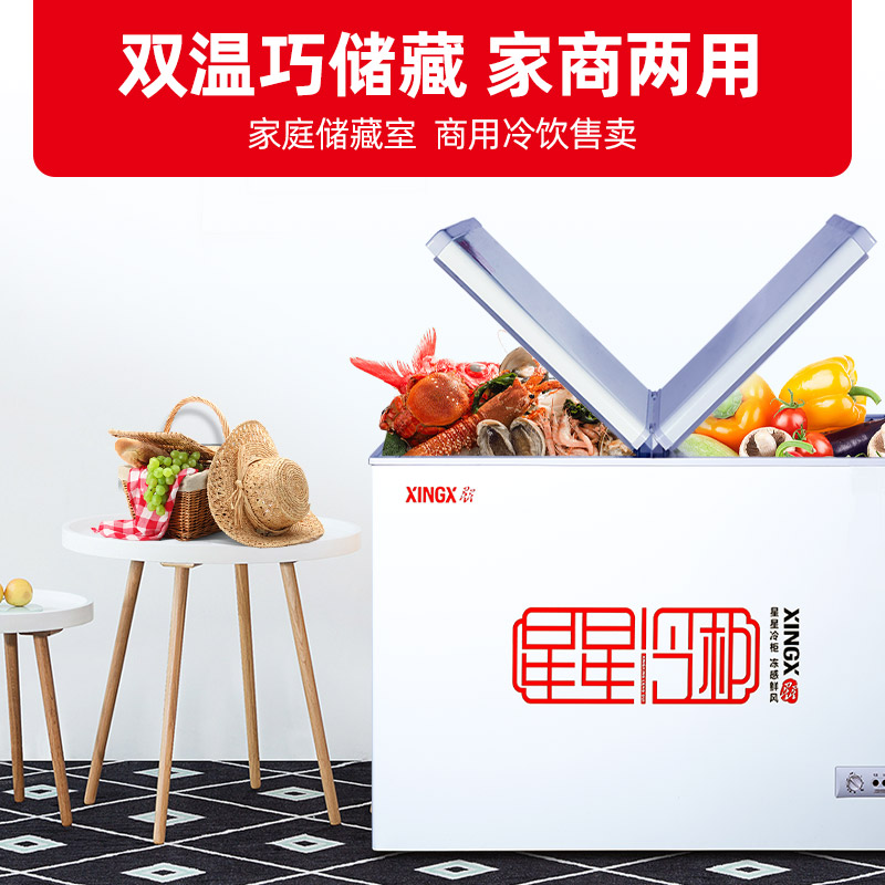 星星(XINGX)BCD-280HE双温柜 蝴蝶门280升双温双箱 家商两用 省电节能高清大图
