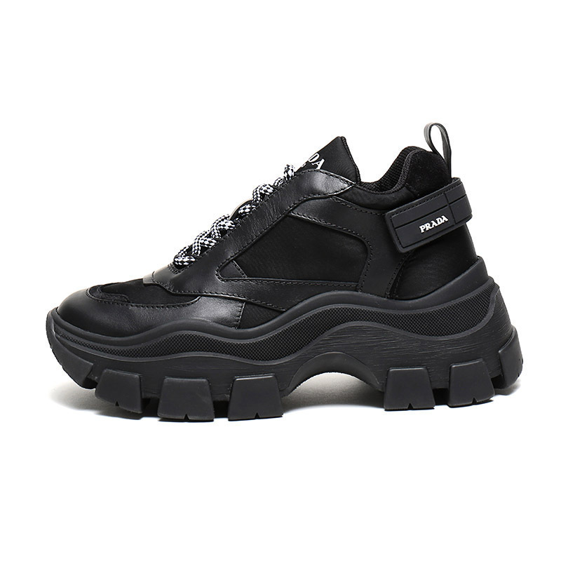 prada普拉达男士织物配皮系带运动鞋厚底老爹鞋2ee324bsy