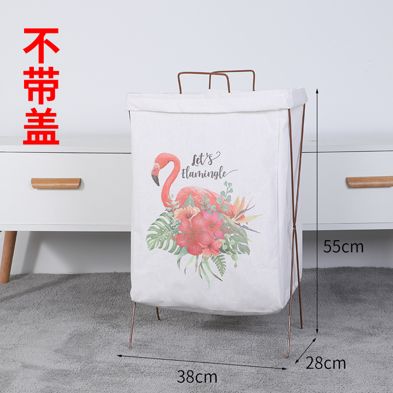 北欧玩具脏衣服收纳筐脏衣篮篓桶可折叠装防水家用布艺大号卫生间 巧克力色单鸟铁架