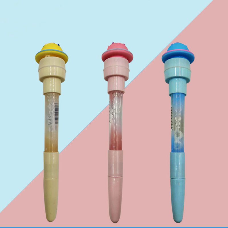 印章泡泡笔圆珠笔文艺少女心网红滚轮印章圆形印章可吹泡泡带灯光星球