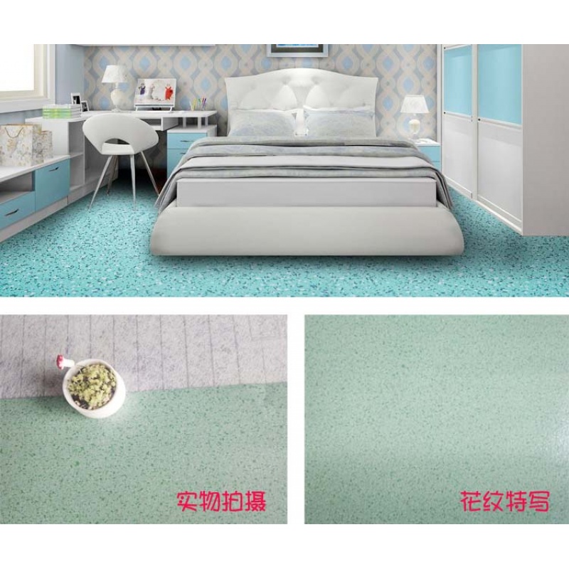 卷材木纹地板革纸家用卧室客厅满铺工程塑料地毯地胶防水pvc壹德壹 浅蓝色加厚绿色大理石 默认尺寸