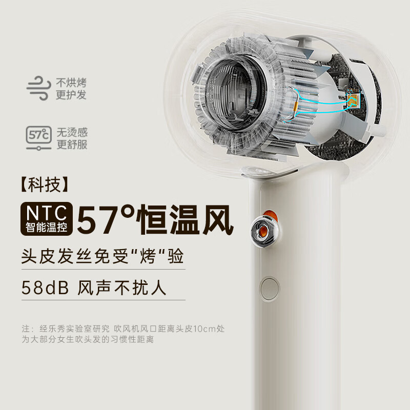 直白电吹风机 绿色 小米有品MI精选推荐 正负双离子护发高速吹风筒速干家用大风力便携小巧宿舍降噪大功率理发店