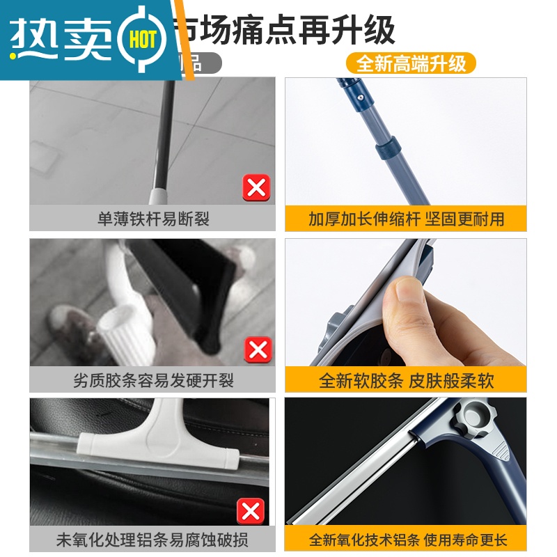 敬平擦玻璃器家用刮水器搽洗窗户刮刀板带杆保洁专用清洁工具可伸缩 30CM刮窗器+清洁涂水器[可伸缩81-132高清大图