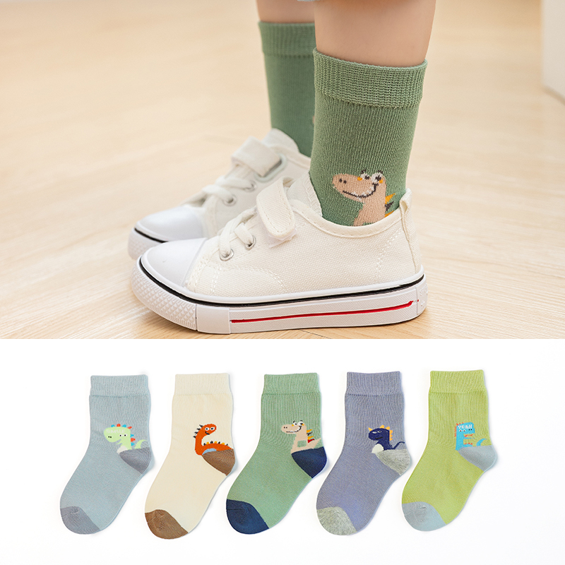 jeenh儿童袜子春秋纯棉中筒袜中大童男童卡通可爱远动全棉袜子
