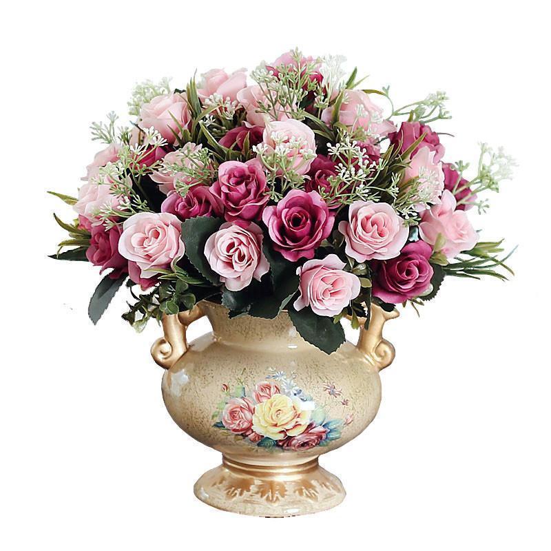 仿真干花束家居装饰品摆设欧式摆件客厅茶几室内仿真桌上花卉盆栽-5s