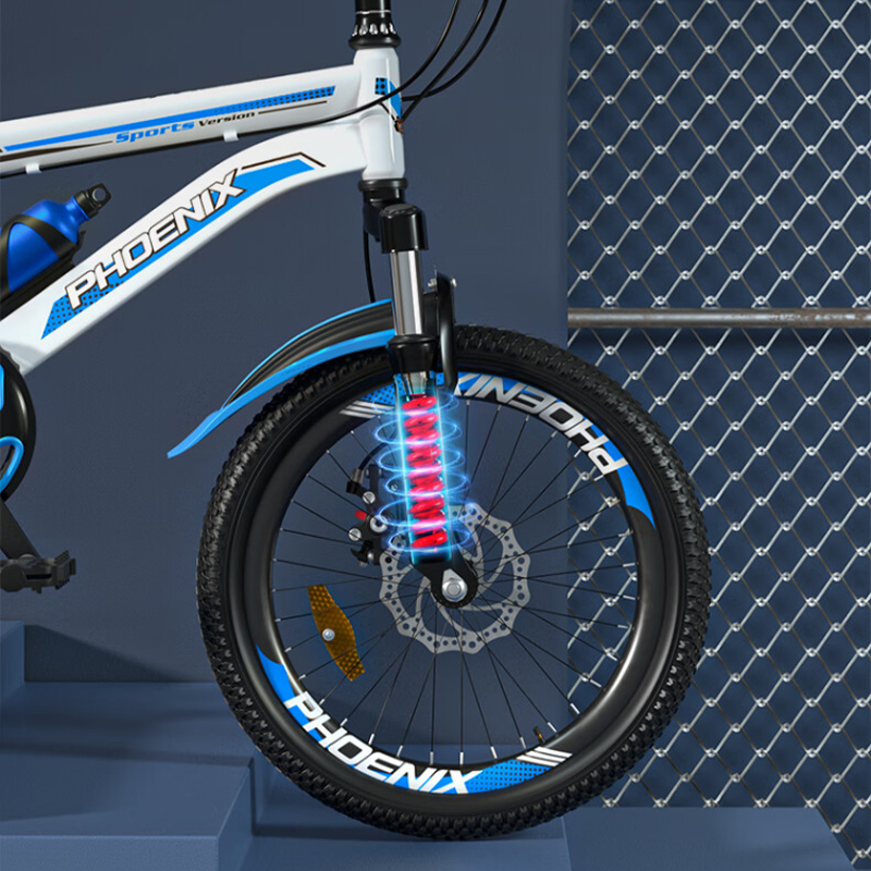 凤凰(PHOENIX) 20寸 7速山地自行车-霸道 (辐条轮)蓝白高清大图