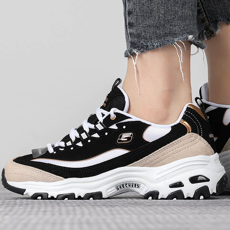 Skechers/斯凯奇女鞋新款复古熊猫鞋轻质缓震运动休闲鞋66666228-BKGD ZP高清大图