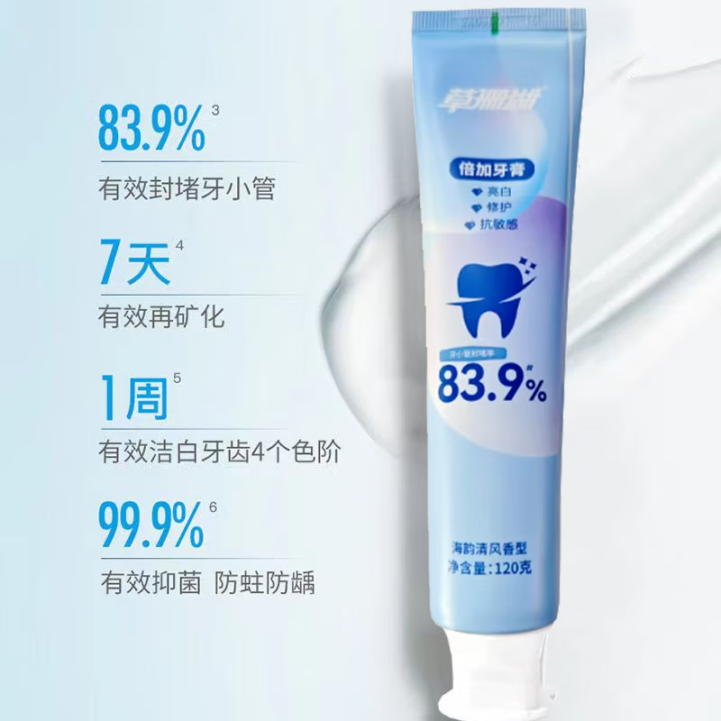草珊瑚120克羟基磷灰石牙膏海韵清风香型修护抗敏感强健牙釉质牙膏3支装高清大图