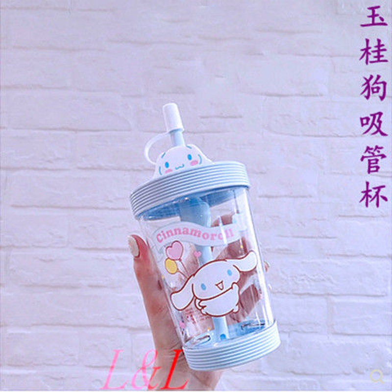 玉桂狗吸管杯 三丽鸥吸管杯缤纷随行杯MINISO玉桂狗卡通库洛米水名创优品杯子