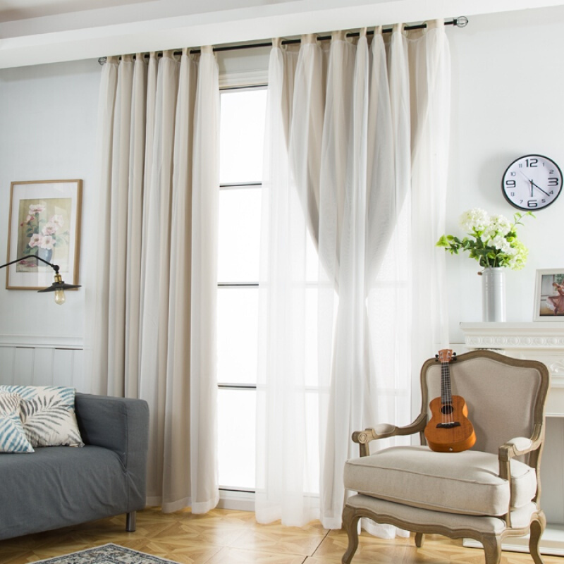 定制韩式纯色田园小清新蕾丝公主风遮光窗帘成品客厅卧室飘窗窗纱