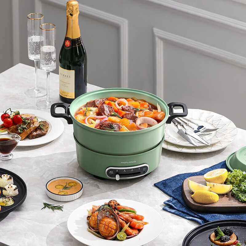 摩飞电器(Morphyrichards)多功能锅电火锅 家用烤涮一体电煮锅电炒锅电烧烤料理锅3L电热火锅锅 MR9087