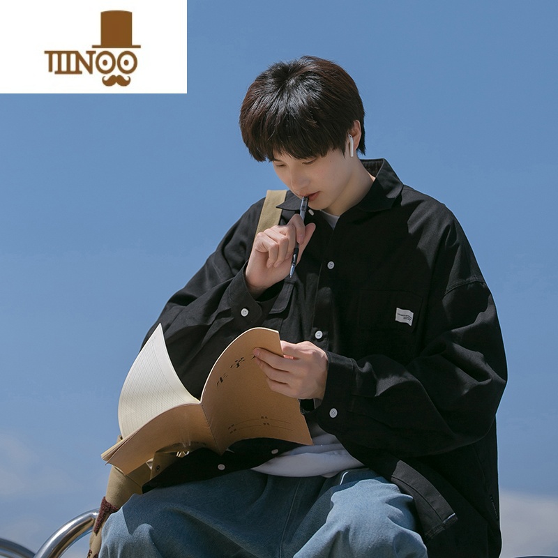 YANXU日系cityboy工装长袖衬衫男多口袋设计感港风潮牌纯色衬衣X衬衣高清大图