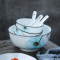 苏氏陶瓷( SUSHI CERAMICS)汤碗 梦之兰日韩欧式陶瓷面碗7英寸2只装釉下彩餐具