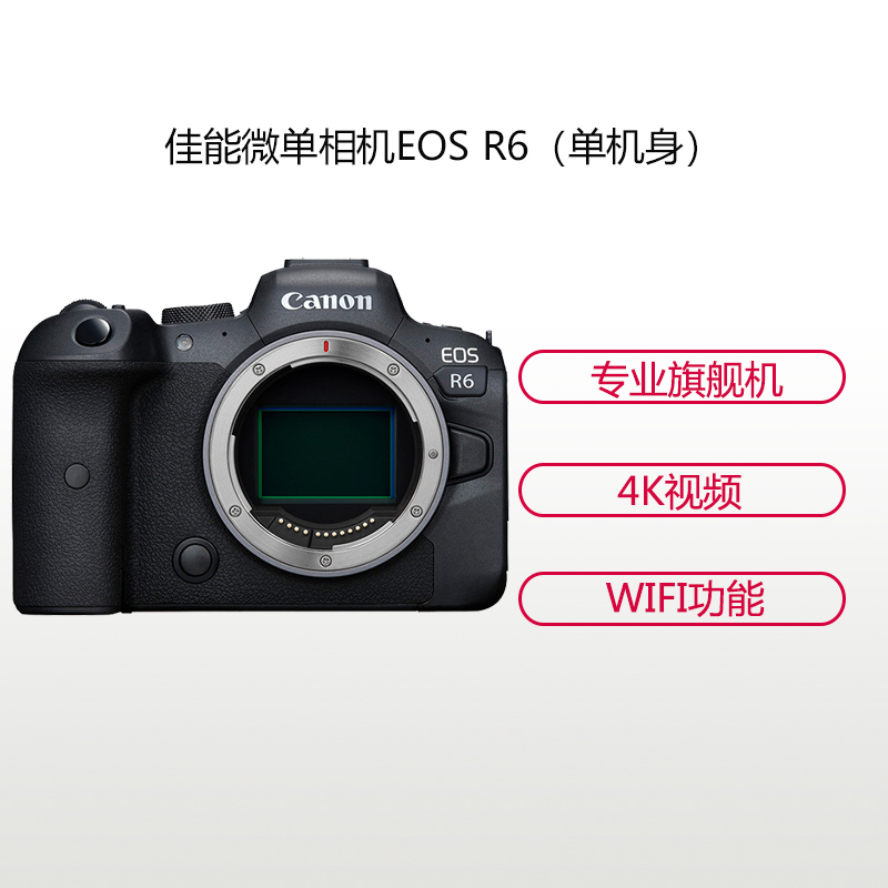 佳能EOSR6(RF24-105+EF16-35F4+转接环+卡+包+UV+电池+三脚架+闪光灯+话筒+补光灯)相机套装