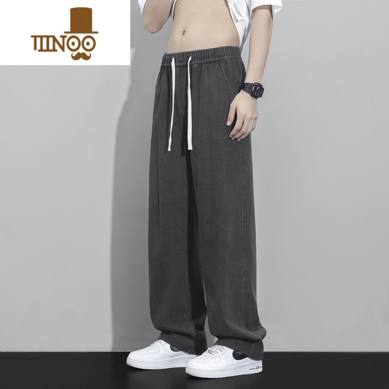 YANXU牛仔裤男款夏季薄款潮牌美式高街工装直筒阔腿长裤男生运阔直阔季高清大图