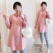 迪鲁奥(DILUAO) 孕妇秋装新款前后可穿中长款时尚潮妈长袖衬衫孕妇裙 粉色