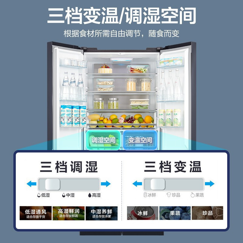 [19分钟急速净味]美的(Midea)507升十字对开门冰箱 一级能效 节能变频风冷无霜 BCD-507WTPZM(E)高清大图