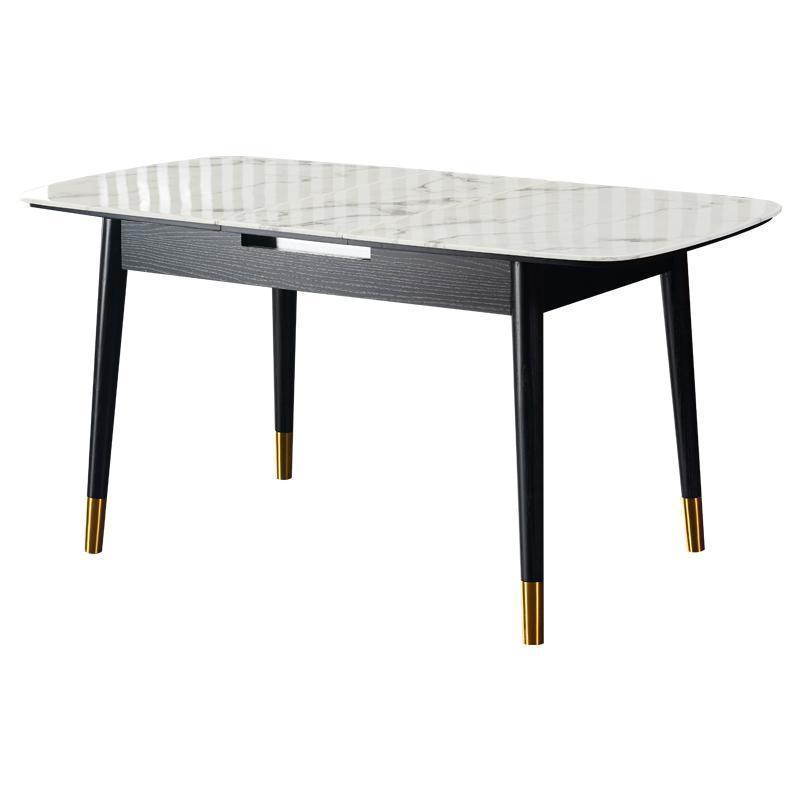 北欧大理石餐桌椅组合现代简约长方形伸缩饭桌轻奢多功能实木桌子_5_513 1.4米拉伸1.8米