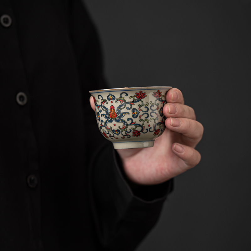 苏氏陶瓷(SUSHI CERAMICS)青花永乐鎏银茶杯主人杯个人杯品茗杯功夫茶杯