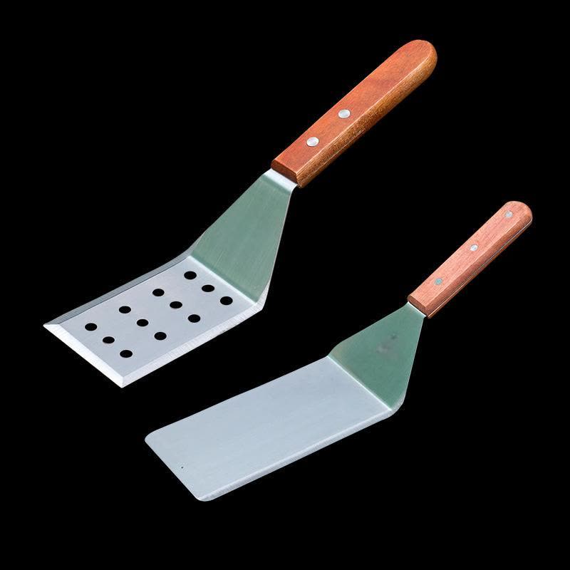 优橙烘焙用品厨房铲烧烤铲烹饪铲煎饼铲果饼铲烘焙不锈钢木柄铲子朱古力铲中(长23cm,刃长13*8.7cm) 3个起订图片