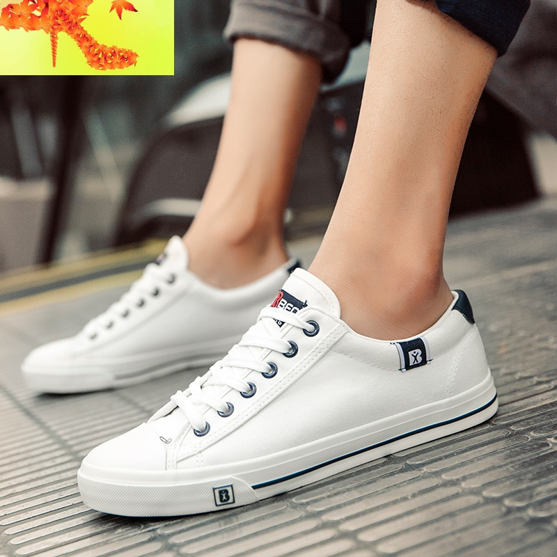 春秋帆布鞋男女士低帮情侣款白色休闲鞋板鞋男学生百搭单鞋男简畅视频