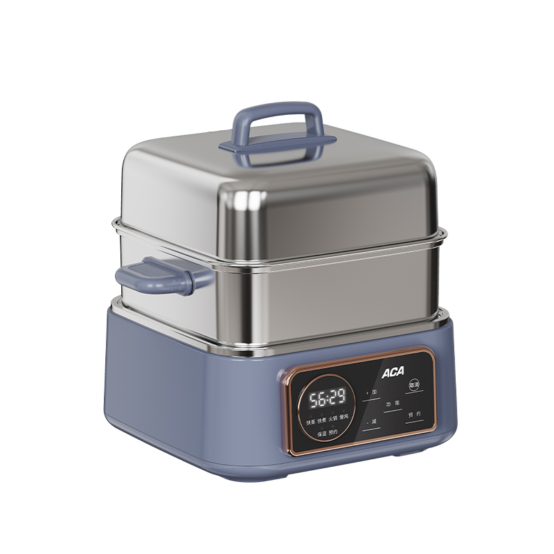 北美电器ACA双层电蒸锅 ALY-G12ZG15D 三档微电脑控制 防干烧不锈钢设计 24-30cm大口径健康蒸煮高清大图