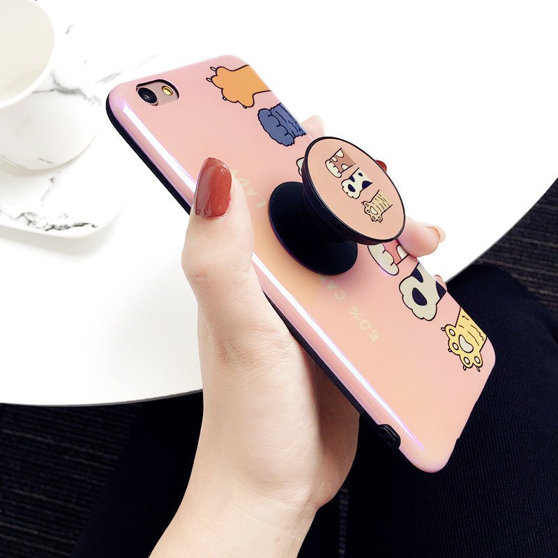 适用蓝光猫爪iphonex手机壳6s/i7可爱少女款气囊支架8plus保套