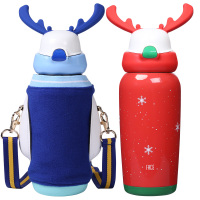 Face儿童保温杯带吸管创意个性潮流小学生幼儿园可爱水杯子