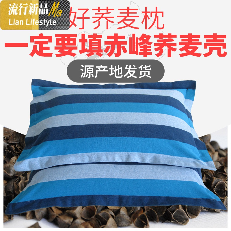 纯荞麦枕头全荞麦壳枕芯护颈枕荞麦皮老粗布内蒙古赤峰纯荞麦枕 三维工匠