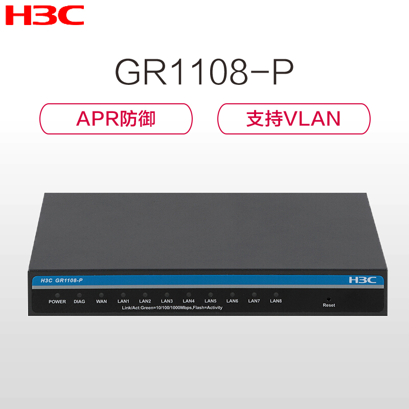 华三(H3C)GR1108-P 全千兆POE供电企业级VPN路由器 内置AC防火墙 带机量50-80